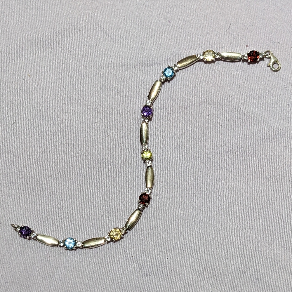 Sterling Diamond Accented Birthstone Tennis Bracelet